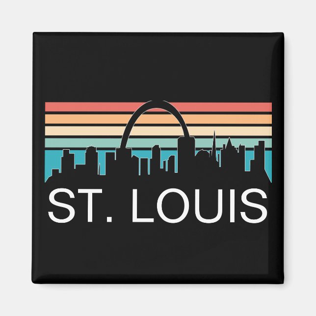 ST. LOUIS MISSOURI VINTAGE SKYLINE SUNSET MAGNET (Front)