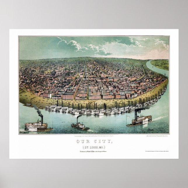 St. Louis, MO Panoramic Map - 1859 Poster (Front)