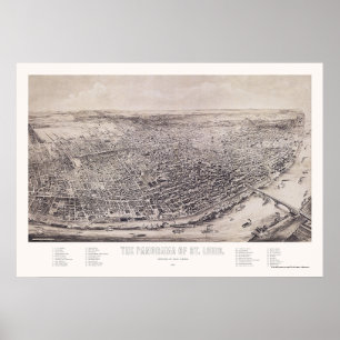St Louis, MO Panoramic Map - 1894 Poster