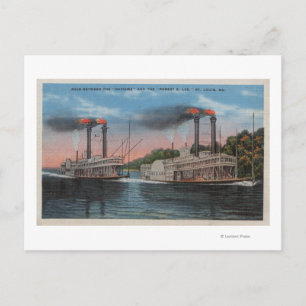 St. Louis, MO - View of Natchez & Robert E. Lee Postcard