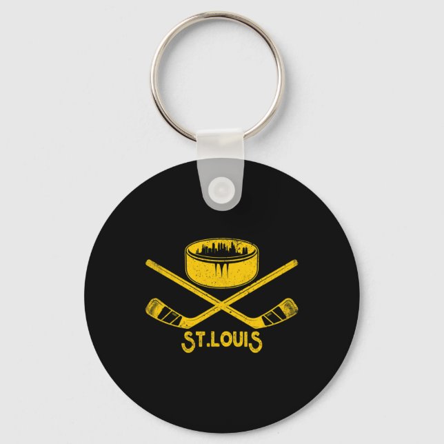 St. Louis Retro Ice Hockey Lover Sticks State Outi Key Ring (Front)