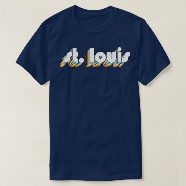 St Louis Retro Rainbow Typography Faded Style T-Shirt (Design Front)