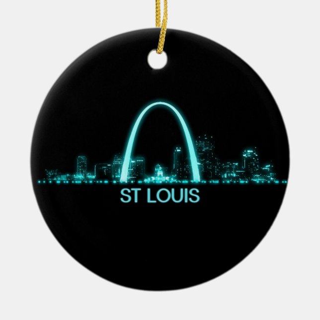 St Louis Skyline Ceramic Tree Decoration (Front)