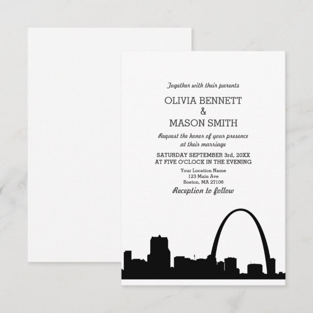 St Louis Skyline Cityscape Wedding Invitation (Front/Back)