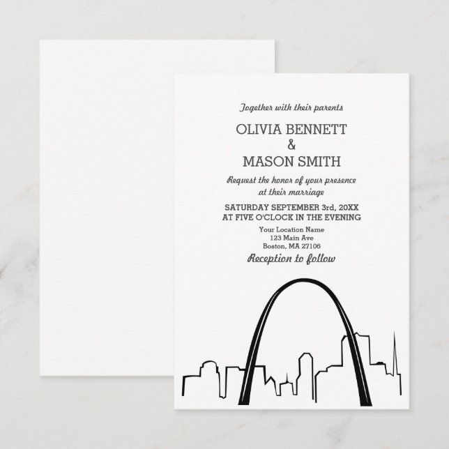 St Louis Skyline Cityscape Wedding Invitation (Front/Back)