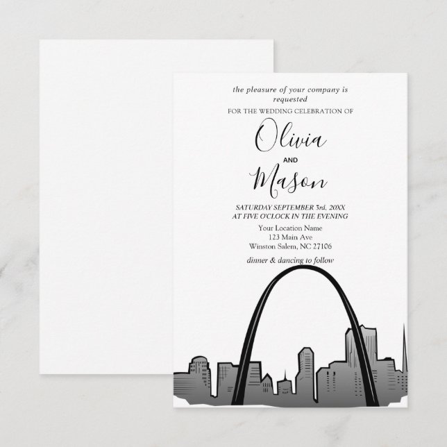 St Louis Skyline Cityscape Wedding Invitation (Front/Back)