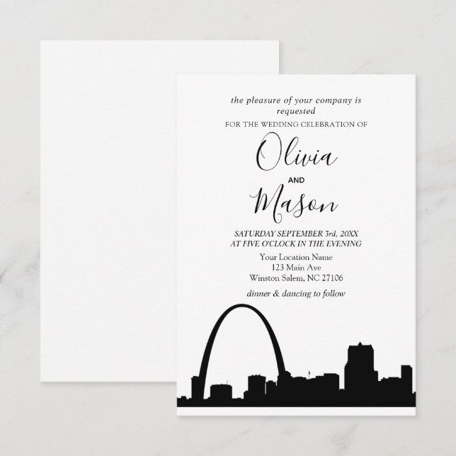 St Louis Skyline Cityscape Wedding Invitation (Front/Back)