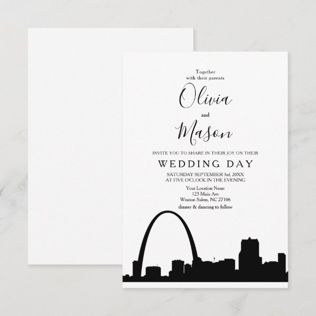 St Louis Skyline Cityscape Wedding Invitation (Front/Back)