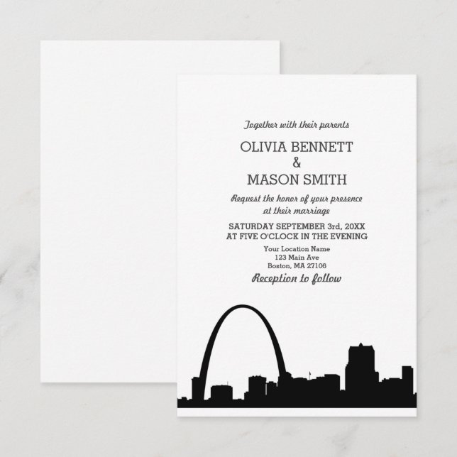 St Louis Skyline Cityscape Wedding Invitation (Front/Back)