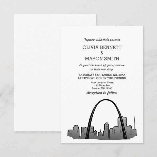 St Louis Skyline Cityscape Wedding Invitation (Front/Back)