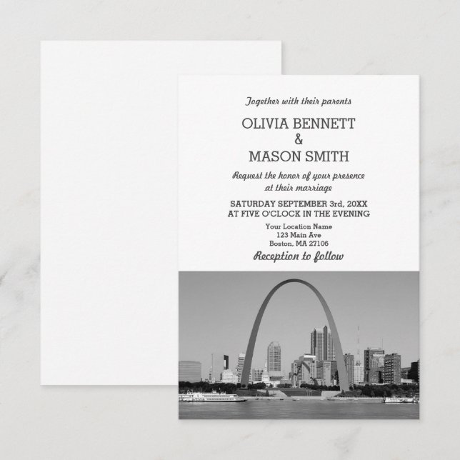 St Louis Skyline Cityscape Wedding Invitation (Front/Back)