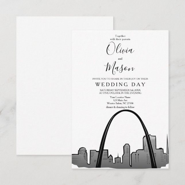 St Louis Skyline Cityscape Wedding Invitation (Front/Back)