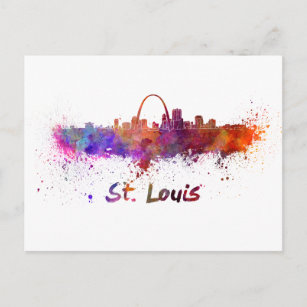 St Louis skyline in watercolor Postcard