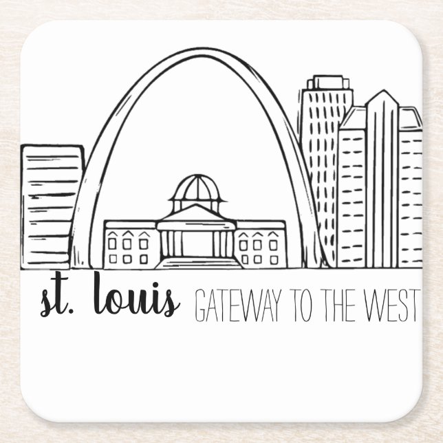 St. Louis Skyline Square Paper Coaster (Front)