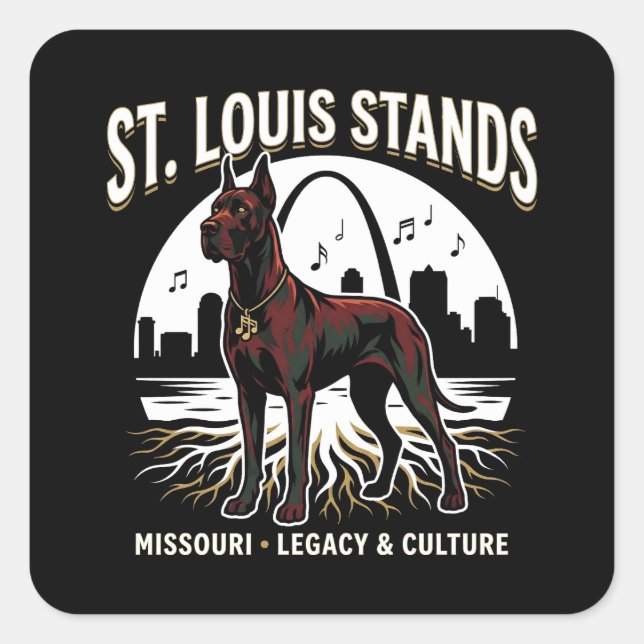 St. Louis Stands Great Dane Cultural Legacy Art Square Sticker (Front)