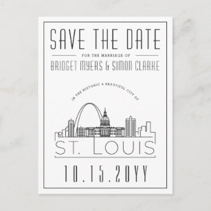 St. Louis   Stylised Skyline Save the Date Postcard