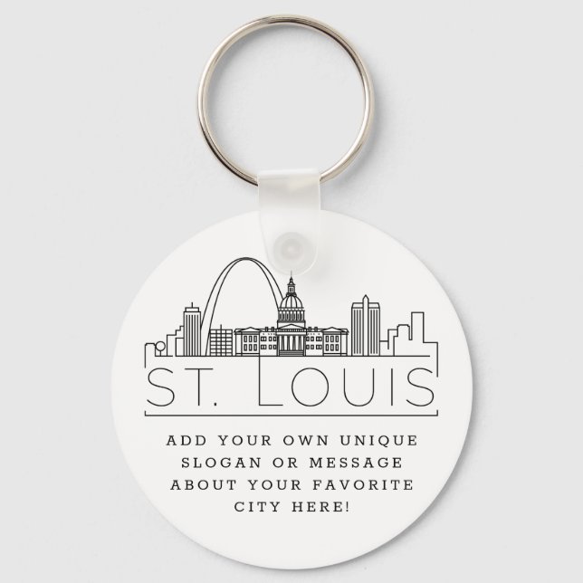 St. Louis Stylized Skyline | Custom Slogan Key Ring (Front)