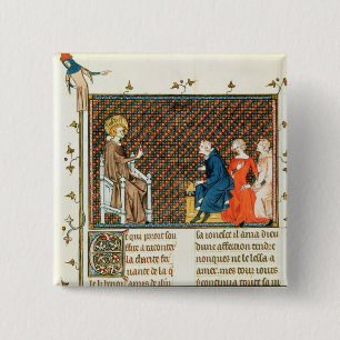 St. Louis teaching his children 15 Cm Square Badge