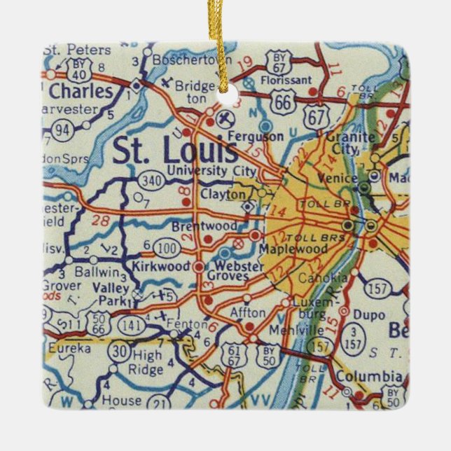 St. Louis Vintage Map Ceramic Ornament (Front)