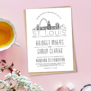 St. Louis Wedding   Stylised Skyline Invitation