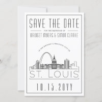 St. Louis Wedding Stylised Skyline Save the Date
