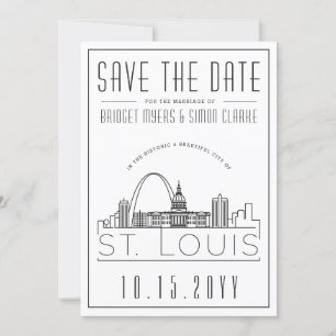 St. Louis Wedding Stylised Skyline Save the Date Invitation