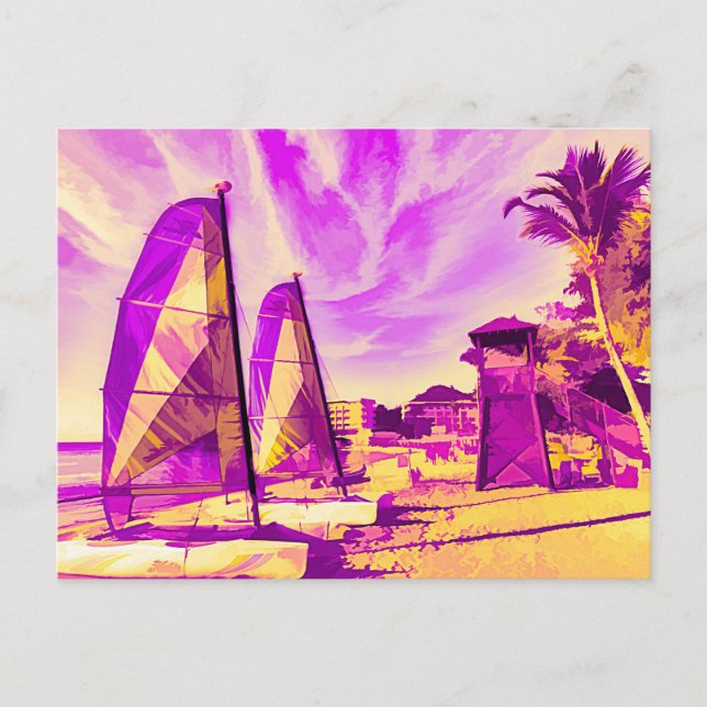 St Lucia Beach Pop Art Postcard (Front)