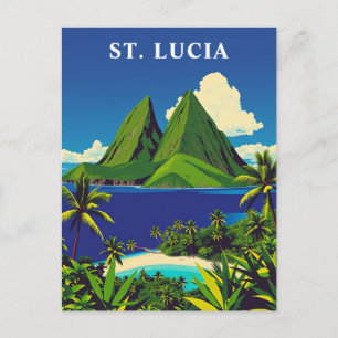 St. Lucia Caribbean Island Travel Art Postcard