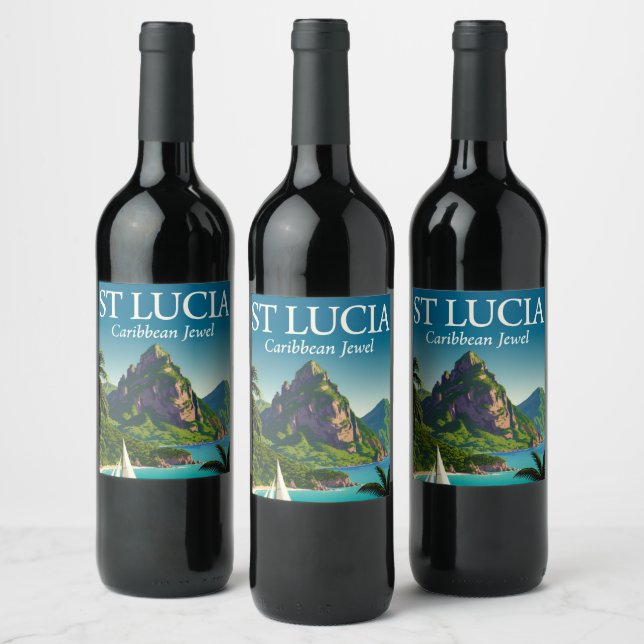 St Lucia Caribbean Jewel  Wine Label (Bottles)