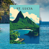 St. Lucia Caribbean Retro Travel Art