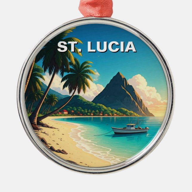 St. Lucia Caribbean travel Metal Tree Decoration (Front)