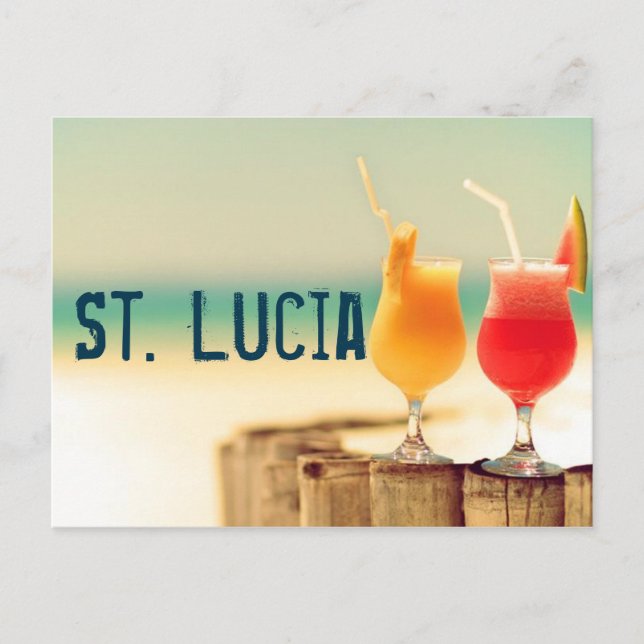 St. Lucia cocktails Postcard (Front)