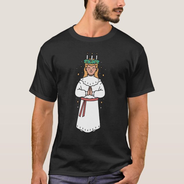 St Lucia Day Sweden Kids Catholic Saint Lucy Santa T-Shirt (Front)