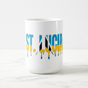 St. Lucia Drip Text Caribbean Flag Design Fan Coffee Mug