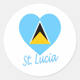 St Lucia Flag Heart Classic Round Sticker