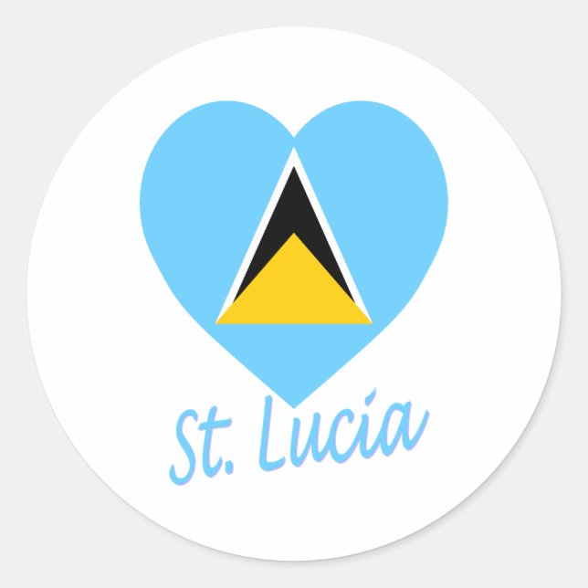 St Lucia Flag Heart Classic Round Sticker (Front)