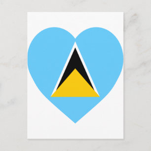 St Lucia Flag Heart Postcard