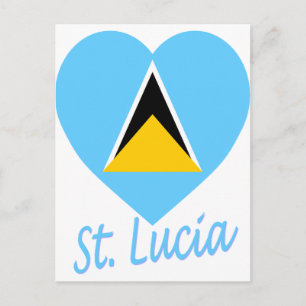 St Lucia Flag Heart Postcard