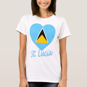 St Lucia Flag Heart T-Shirt