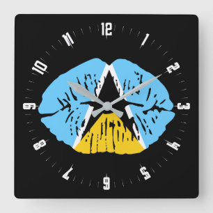 St Lucia Flag lip  Square Wall Clock