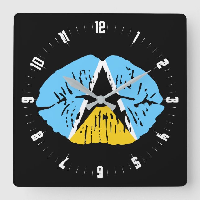 St Lucia Flag lip  Square Wall Clock (Front)
