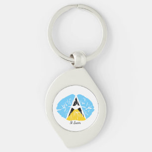 St Lucia  Flag  lips  Key Ring