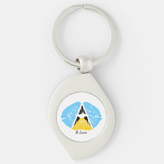 St Lucia  Flag  lips  Key Ring (Front)