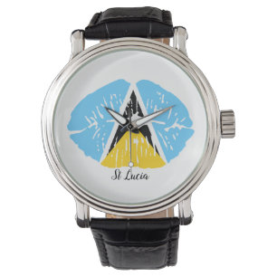 St Lucia Flag lips Watch