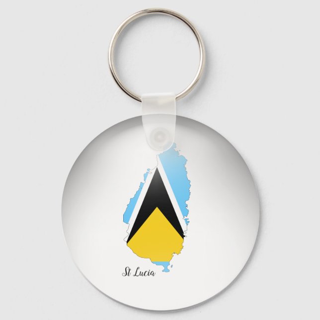 St Lucia  Flag Map   Key Ring (Front)