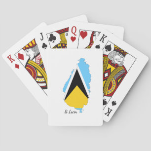 St Lucia Flag Map Playing Cards