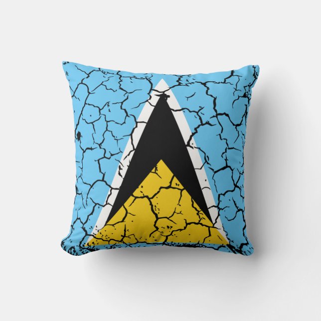 St Lucia Flag on crack design Cushion (Front)