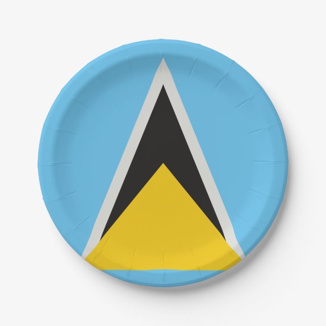 St Lucia Flag Paper Plate (Front)