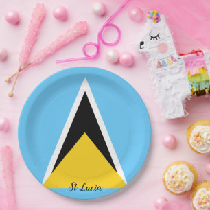 St Lucia Flag  Paper Plate