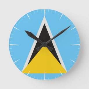 St Lucia Flag  Round Clock